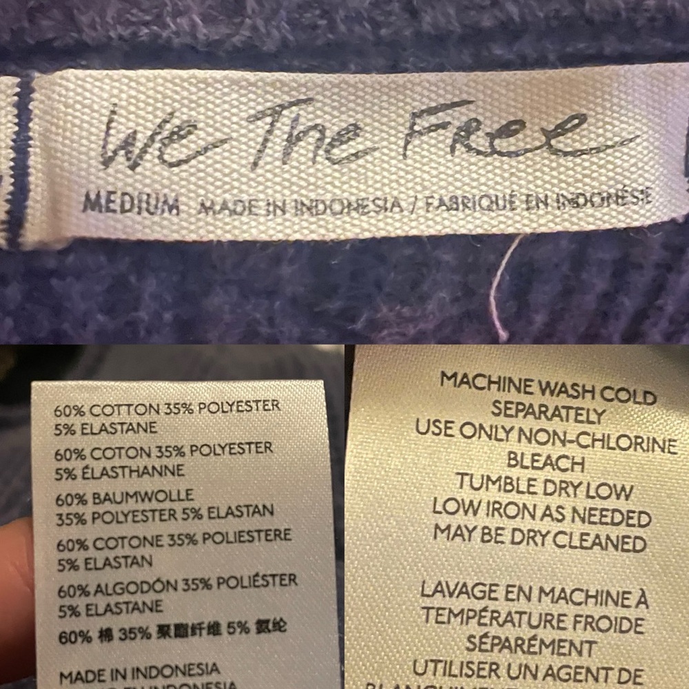 We The Free People Womens Shirt Top Buttercup Blue Thermal Size Medium - Picture 10 of 10